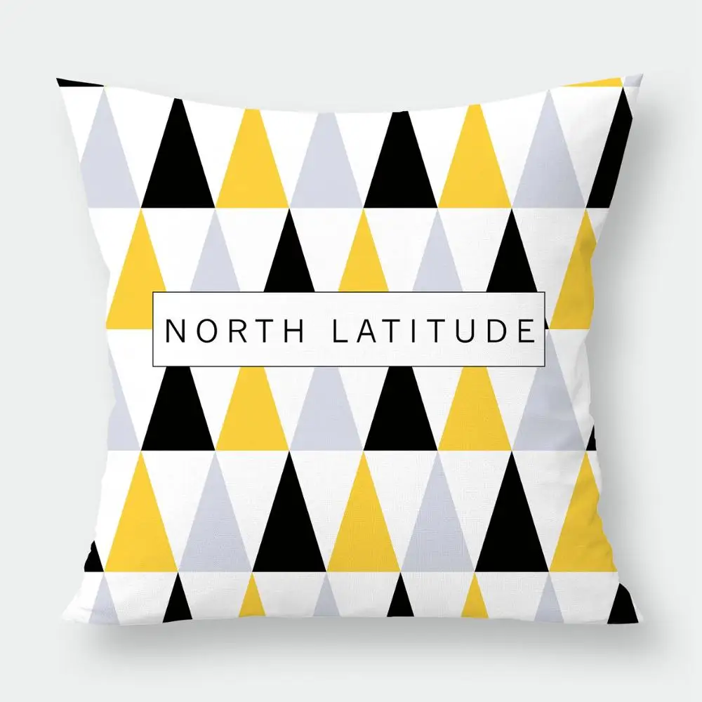 Yellow Grey Geometric Cushion Cover Velvet Pillow Deer Zebra Hello Case For Bedroom Sofa Decoration 45x45cm | Дом и сад