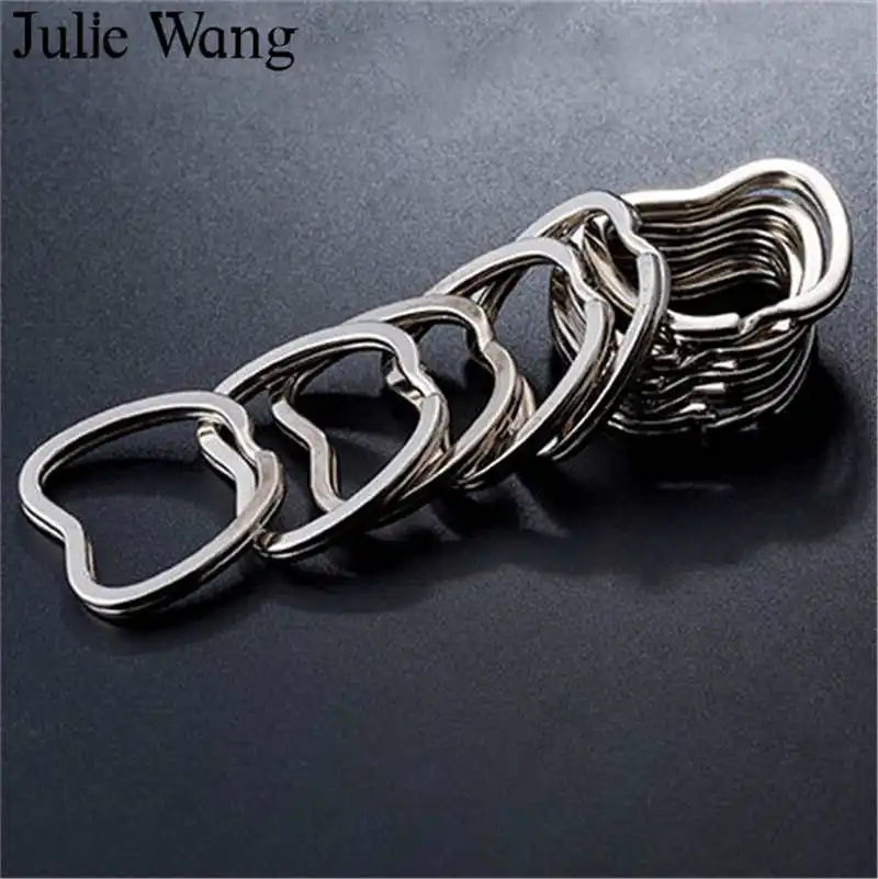 Julie Wang 10PCS Multi-Shape Key Ring Iron Heart Star Flower Split Keychains Chains Handmade Jewelry Making Accessory | Украшения и