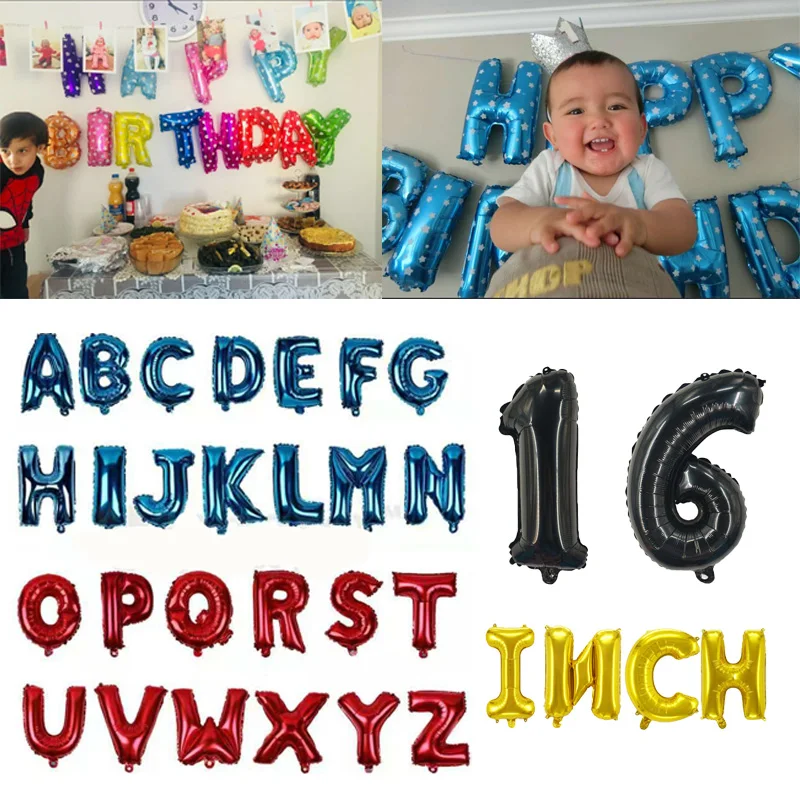 Воздушные шары из алюминиевой фольги с надписью Happy Birthday 16 дюймов 9