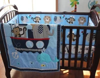 8 pieces Crib Infant Room Kids Baby Bedroom Set Nursery Bedding Sailor Blue Cot bedding set for newborn baby boy