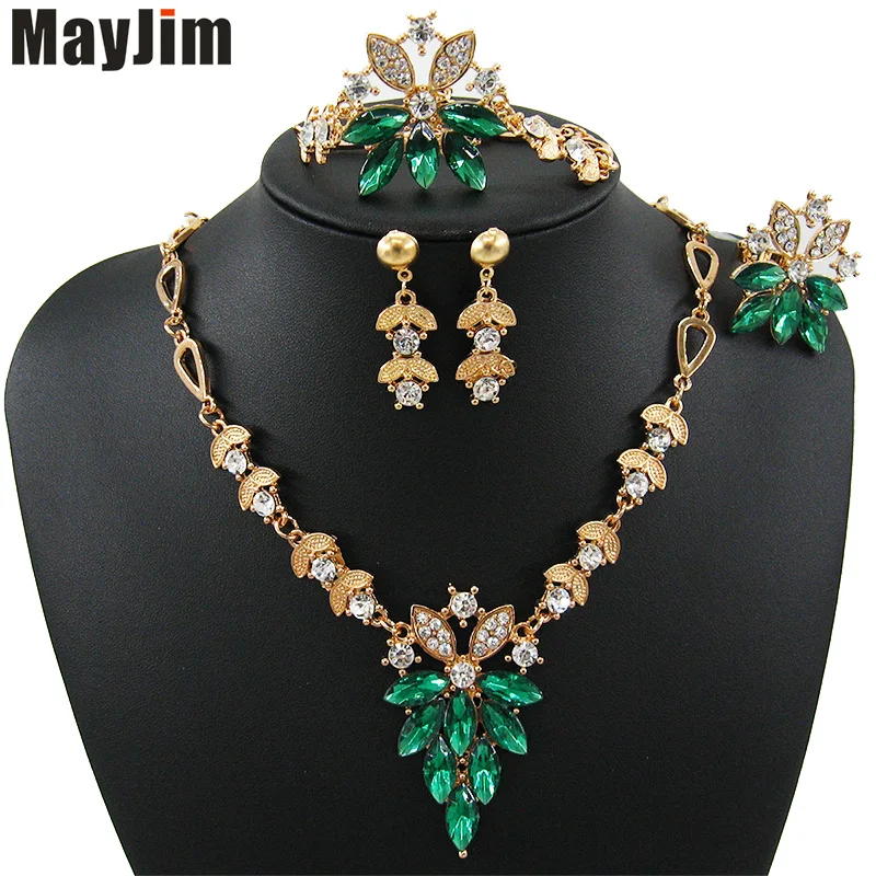 MayJim 2017 Женщины Моды Ювелирные Наборы Золото Вода Падения Rhinestone Кристалл Ожерелья