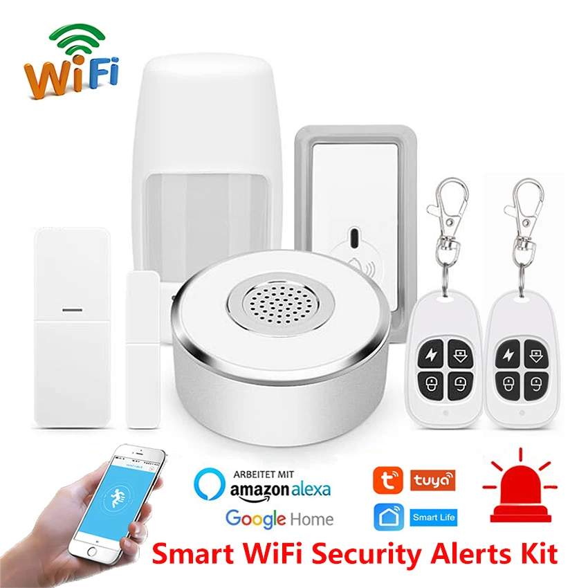 Tuya Умный дом WiFi охранная сигнализация комплект шлюз концентратор двери окна датчик PIR детектор Автоматизация домашняя система безопасности Alexa Google