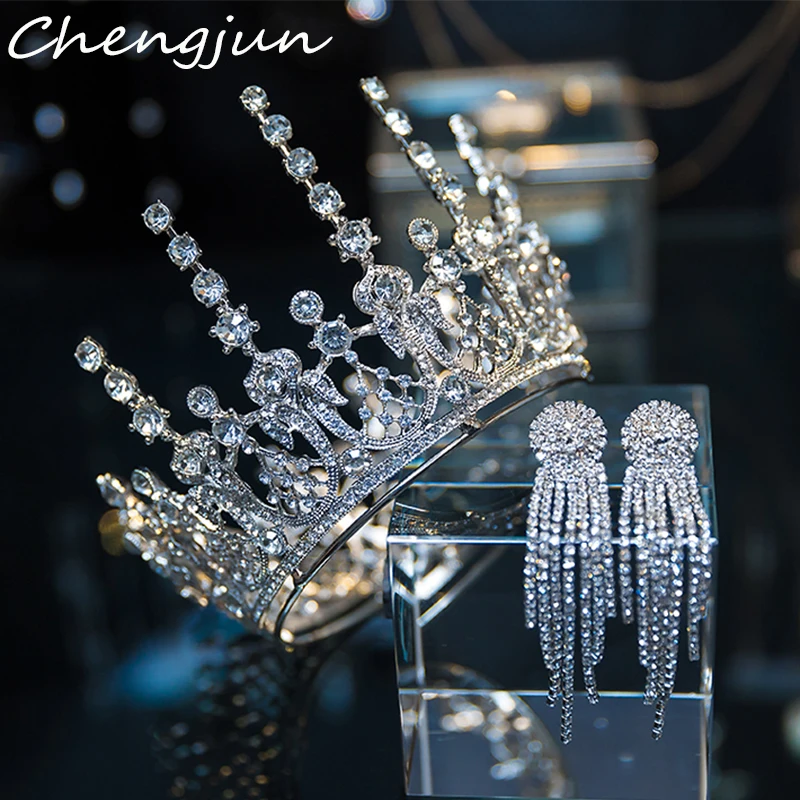 Luxury Gold/Silver Alloy Rhinestone Wedding Hair Accessories Tiaras For Bridal