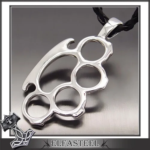 10 шт. эксклюзивный дизайн латунь кастет серебро кулак пьютер кулон с 20 &quot колье