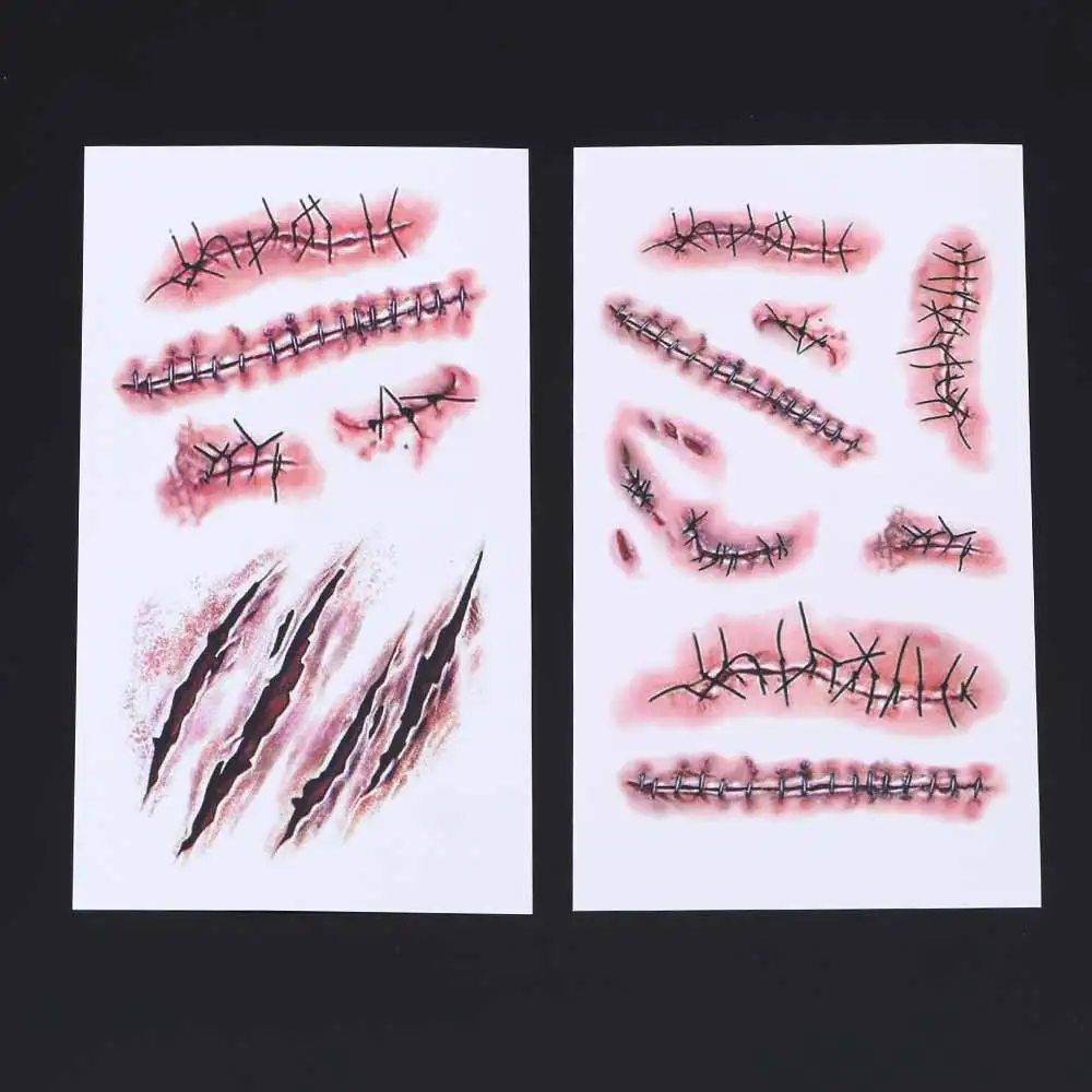 TOMTOSH Новинка 2017 водостойкая временная татуировка стикер Хэллоуин террор рана