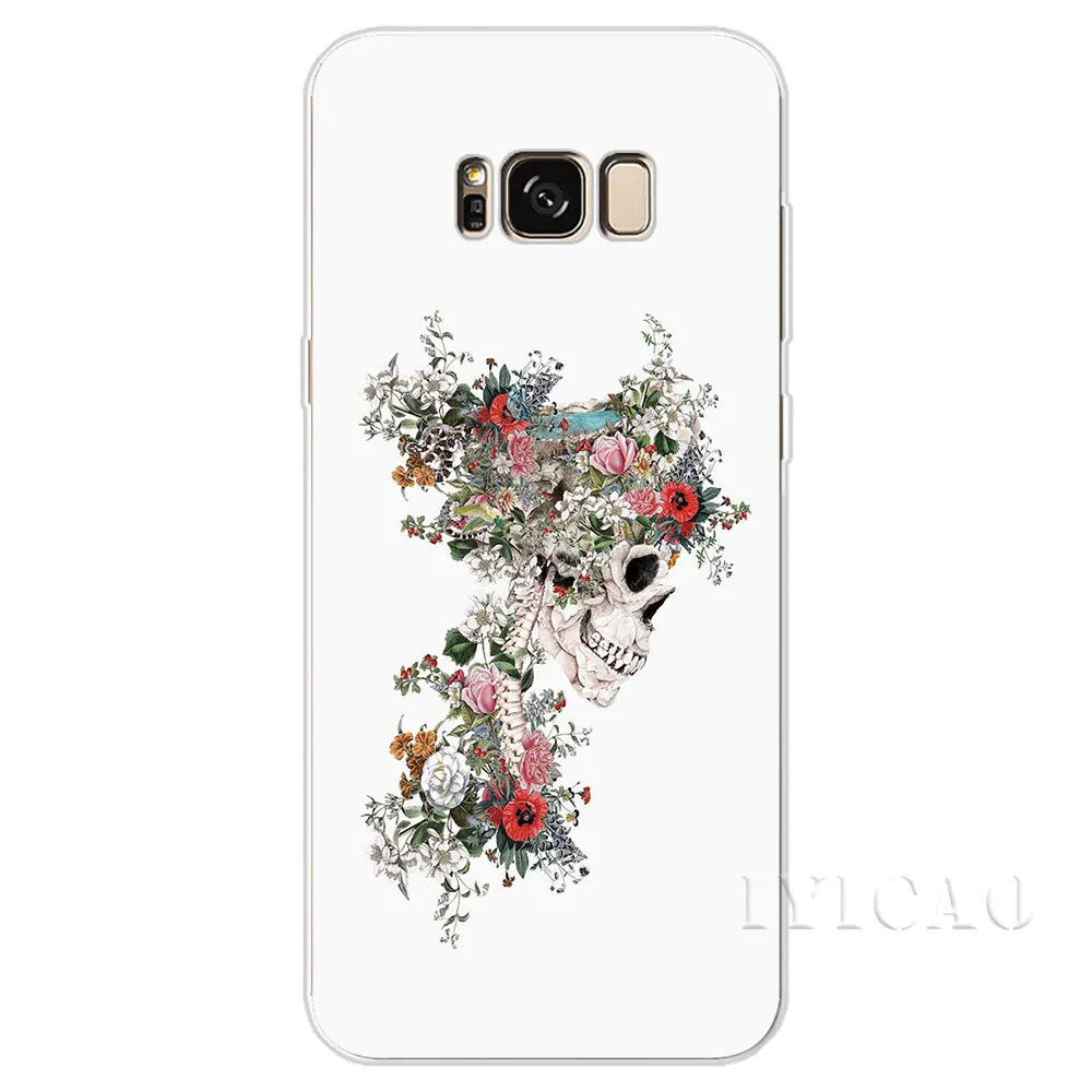 IYICAO розовых роз черепа Pattern Жесткий чехол для Samsung Galaxy S6 S7 край S8 S9 S10 плюс S10e Note 8 9