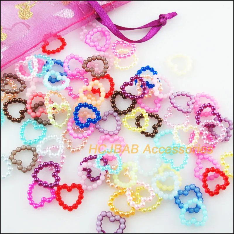 

200Pcs Mixed Heart Circle Acrylic Plastic Spacer Beads Charms 11mm