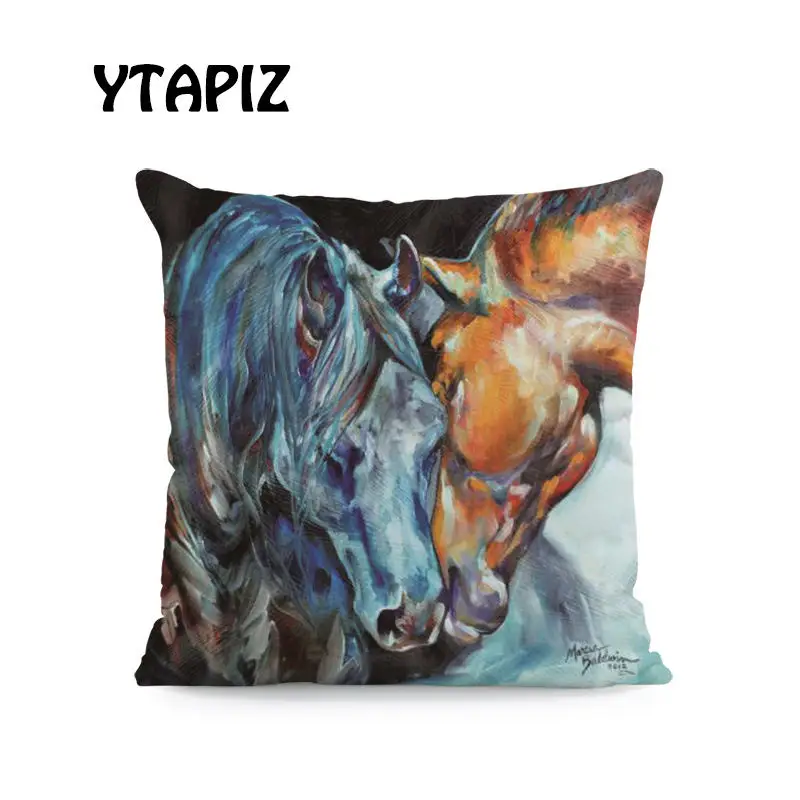 Модные акварельные фиолетовые волосы лошадь красная грива перья Экспрессия