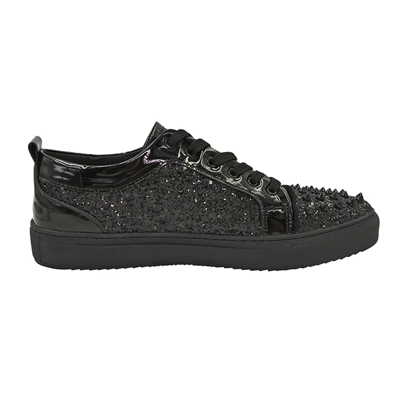 CuddlyIIPanda Men Fashion Punk Style Sneakers Rivet Comfortable Breathable Rivets Shoes Luxury Glitter Trending Bling Loafer | Обувь