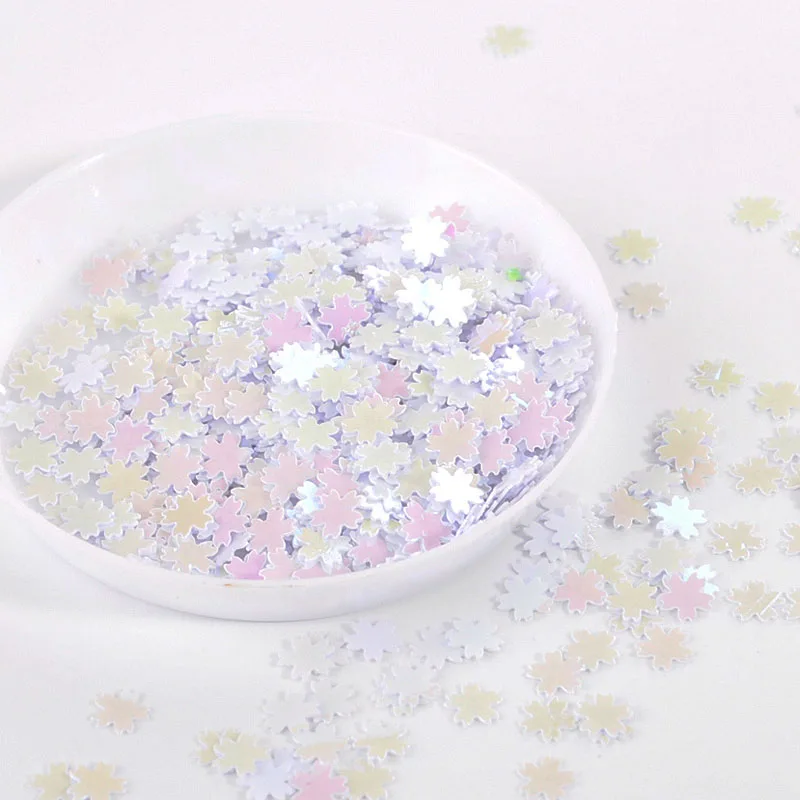 AB White 10g розовый Сакура Блеск Конфетти из блесток DIY Craft вещи 5 мм голубые Cherry Blossom УФ-украшение из эпоксидной смолы Jewelry заполнения пайетками - Цвет: AB White