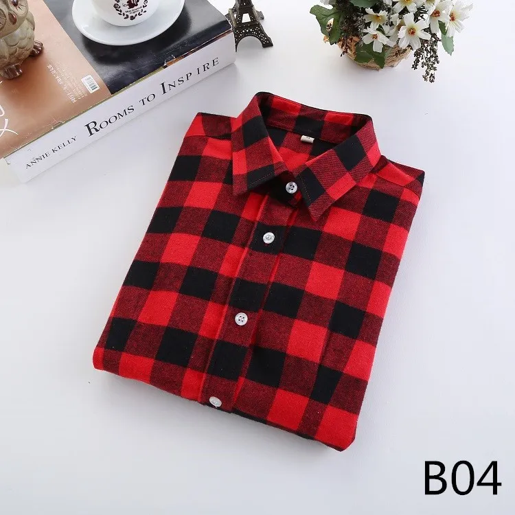 

2019 Spring Autumn Fashion Women Plaid Shirt Flannel Shirt Long Sleeve Women Blouse Shirt Cotton Blusas Tops Blouse Office Shirt