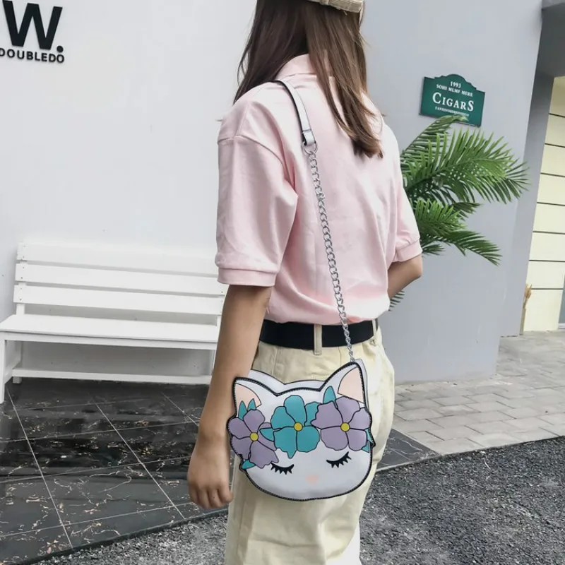 2019 New Animal Bag for Women Lady Cute Cartoon Cat Shoulder/Crossbody Mini Versatile Appliques Flap drop shopping | Багаж и сумки