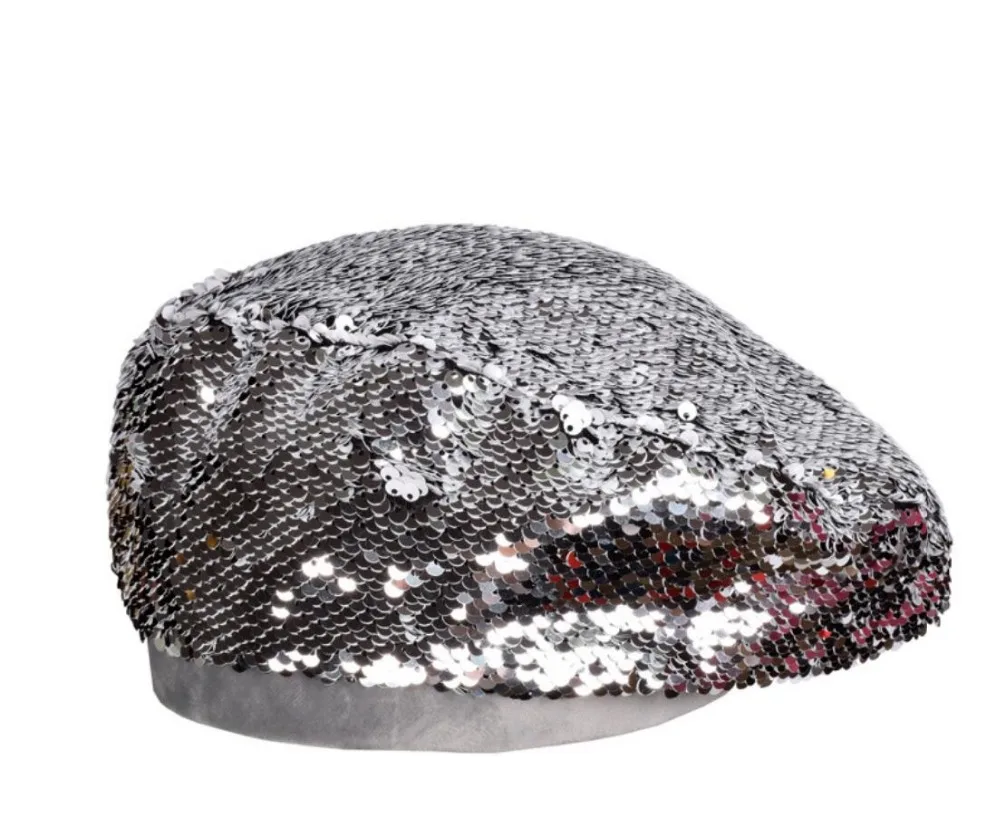 Женский новый блестящий берет с пайетками женская модная модель стильный кепка