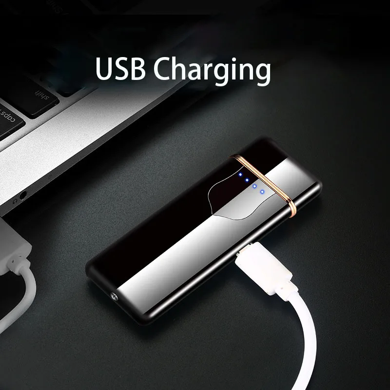 Новые зажигалки для сигарет ветрозащитные непламенные ультра-тонкие USB