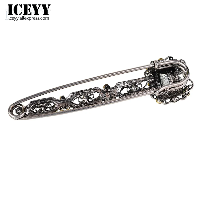Iceyy 4 &quotВинтаж Черный квадрат Кристалл Большой Детская безопасность Булавки