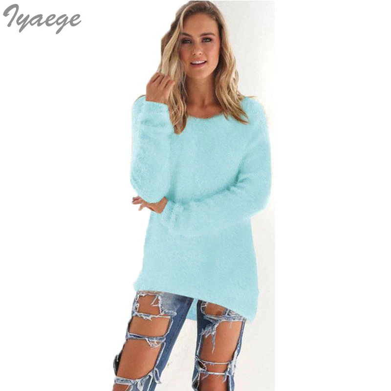 Женский пуловер вязаный свитер джемпер с круглым вырезом пуловеры повседневный