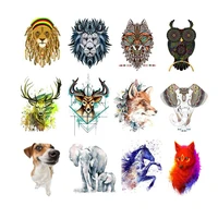 cool lion deer wolf owl iron on thermal patches stickers for clothing embroidery diy applique heat transfers for t shirt clothes