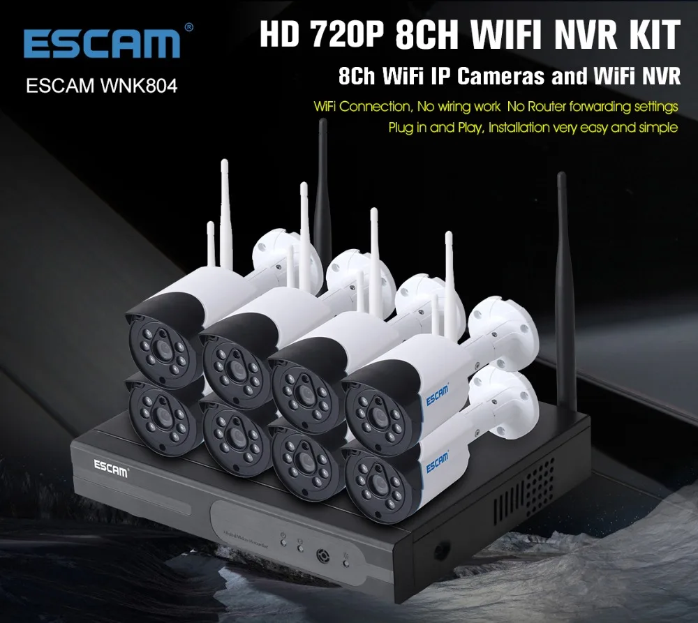 2019 горячая Распродажа ESCAM WNK804 720P система видеонаблюдения 8CH HD комплект
