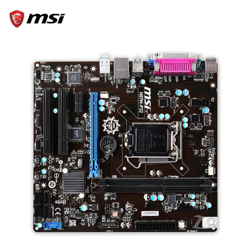 Оригинальный MSI H87M P32 рабочего Материнская плата H87 разъем LGA 1150 i3 i5 i7 DDR3 32 г SATA3 USB3.0