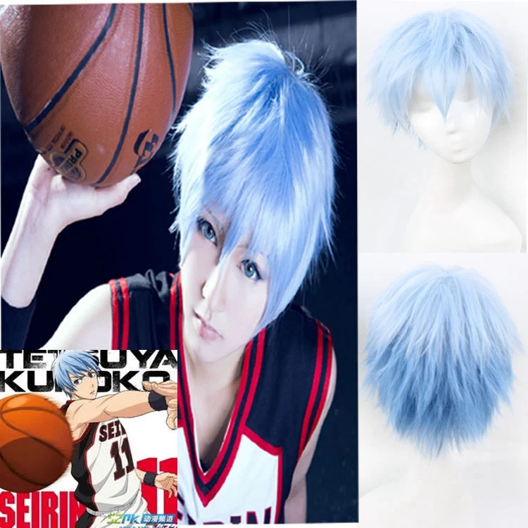 Парики для косплея Kuroko Tetsuya 30 см короткие прямые искусственные волосы из аниме