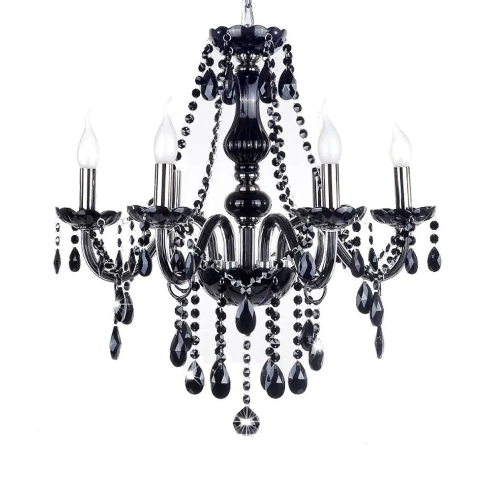 Черная хрустальная люстра французский дизайн K9 осветительный прибор 6 головок DIY
