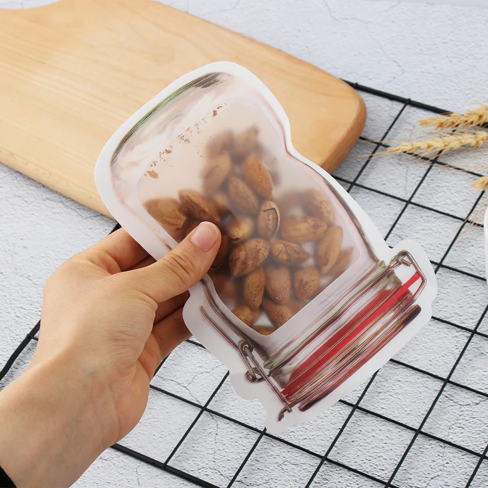 5 шт. Новая мода Mason Jar PE замок мешочки для хранения продуктов на молнии пакеты для еды закуска пластиковые запах доказательство многоразовые