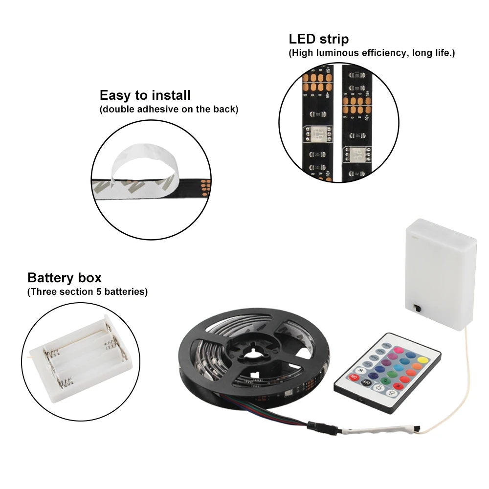 Батарея питание SMD 5050 RGB Светодиодные ленты Водонепроницаемый 1 м 2 DC 12 В RGBW rgbww fita