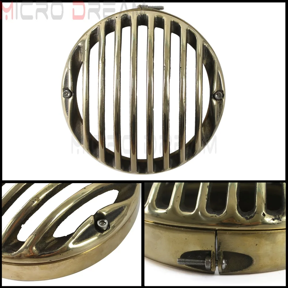 

4.5 '' Brass Vintage Headlight Grille Guard Motorcycle Front Lights Protective Cover For Harley Cruisers Bobber Chopper Racer