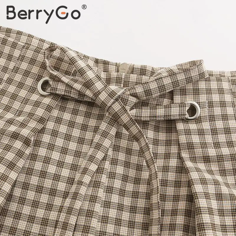 BerryGo шикарные клетчатые повседневные шорты женские 2019 летние горячие кружевные с
