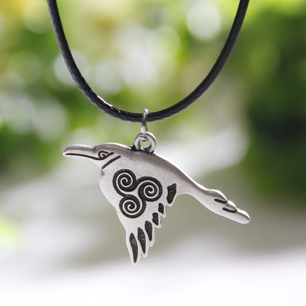 Кельтский ожерелье с воронами птица языческий кулон собачников Щепка s & Подвески