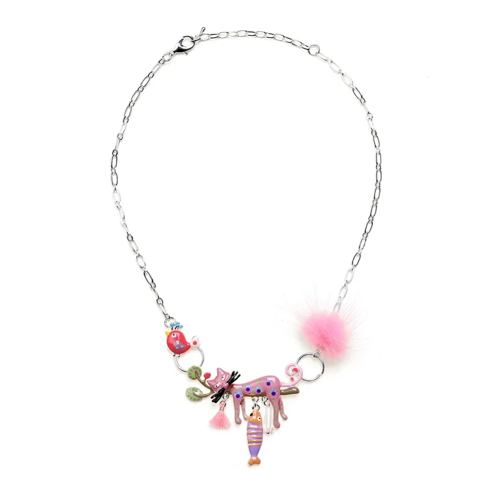 Эмалированная металлическая цепь чокер ожерелья с кошкой ювелирные изделия