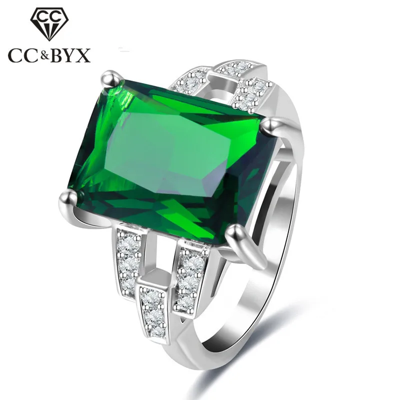 Женское кольцо из серебра 925 пробы с зелёным камнем|fashion jewelry ring|jewelry ringswedding rings |