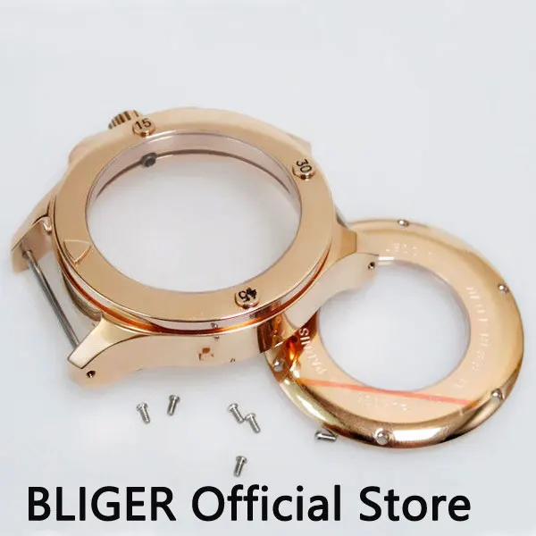 Чехол для мужских часов BLIGER 47 мм 316L из нержавеющей стали с покрытием розового