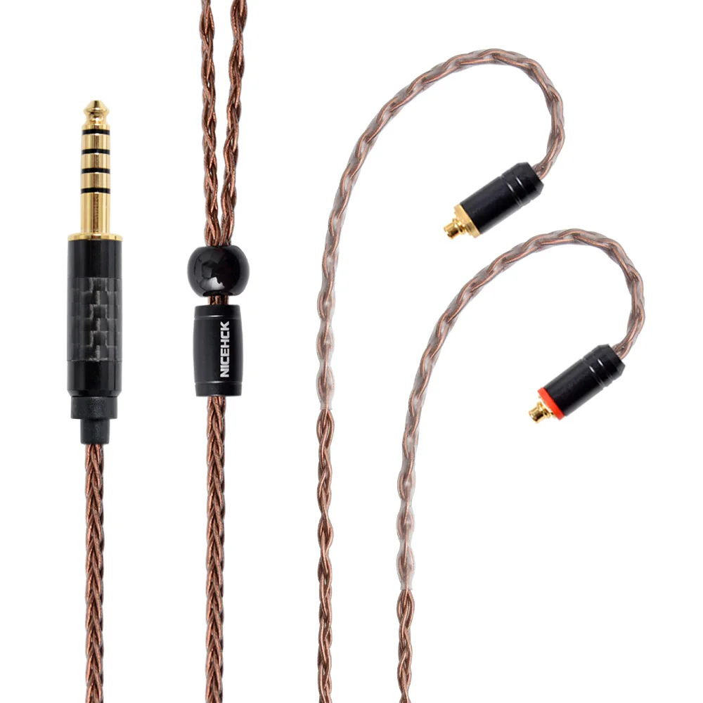 4.4mm plug with MMCX NICEHCK 8 ядер высокой чистоты медный обновленный кабель 3,5/2,5/4,4 мм штекер MMCX/2Pin разъем для ZST/ZS10 C10 Kanas IDUN nichehck NX7 - Цвет: 4.4mm plug with MMCX