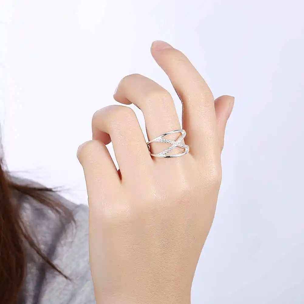 Женские кольца с серебряным покрытием KITEAL белые буквами X и в алфавитном стиле