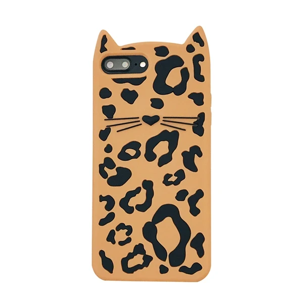 Leopard cat Резиновый чехол с 3D милым стежком единорогом и котом для iPhone 7, 6, 6S Plus, 5S, SE, мягкий силиконовый чехол с мультипликационным принтом для iPhone X, XS, 8, 7, 6 S, чехол - Цвет: Leopard cat