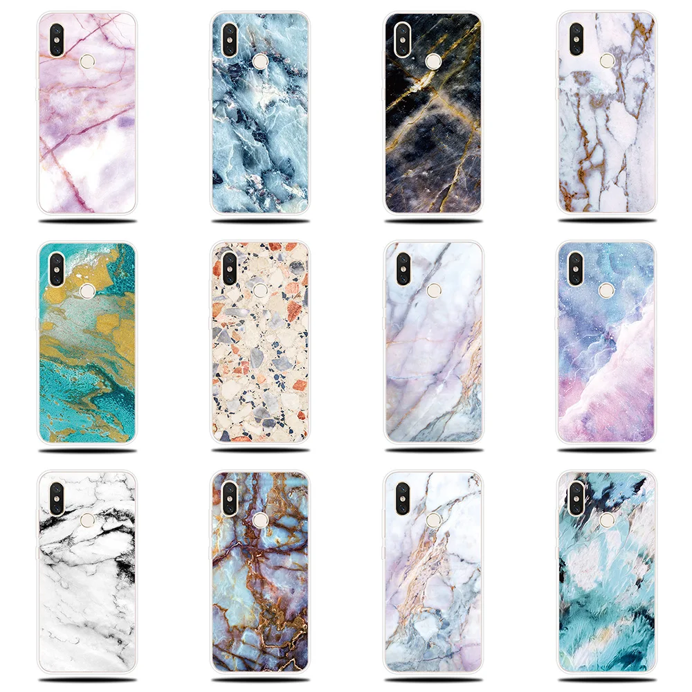 Marble Patterned Silicone Case For Xiaomi Mi 5X A1 A2 6 6X Note 3 8 9 SE Lite Pro Mix 2 S Pocophone F1 Cover Soft |
