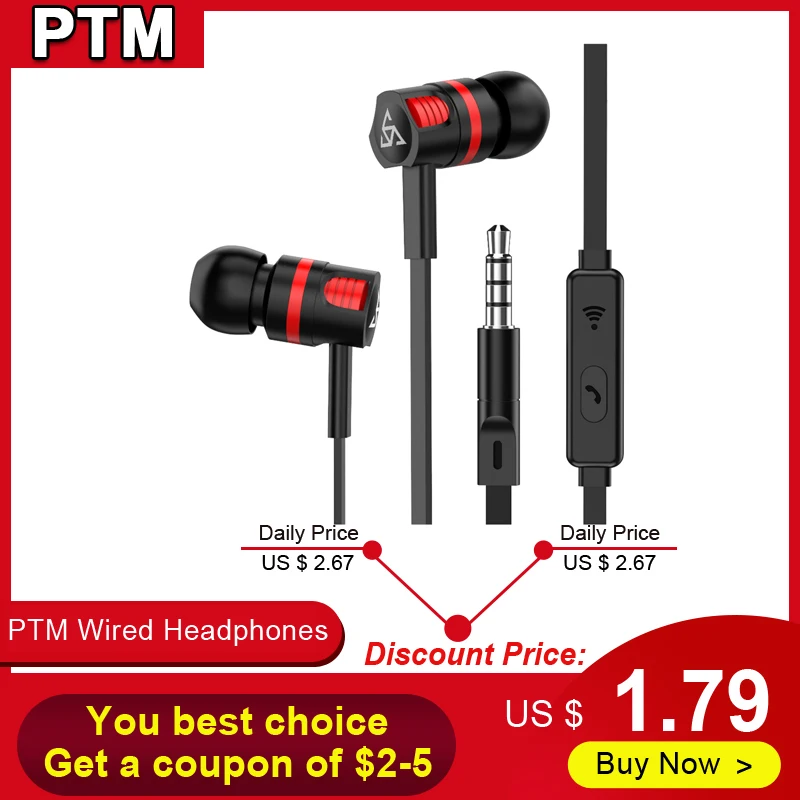 PTM наушники проводные игровая стереогарнитура в линии Управление и микрофон для