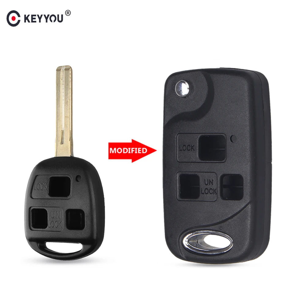 KEYYOU Flip Folding Remote Car Key FlipShell Fob for Lexus Es Rx Lx Gs 3 Buttons Shell Case | Автомобили и мотоциклы