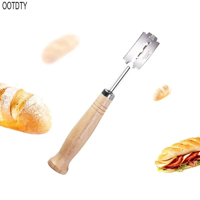 Искусственный нож для хлеба деревянная ручка 5 шт. сменные лезвия резки багета в