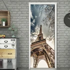 3D наклейка на дверь Парижской башни, креативные самодельные наклейки для домашнего декора, самоклеящиеся обои, водонепроницаемая дверь, настенная дверь, ремонт дверей спальни
