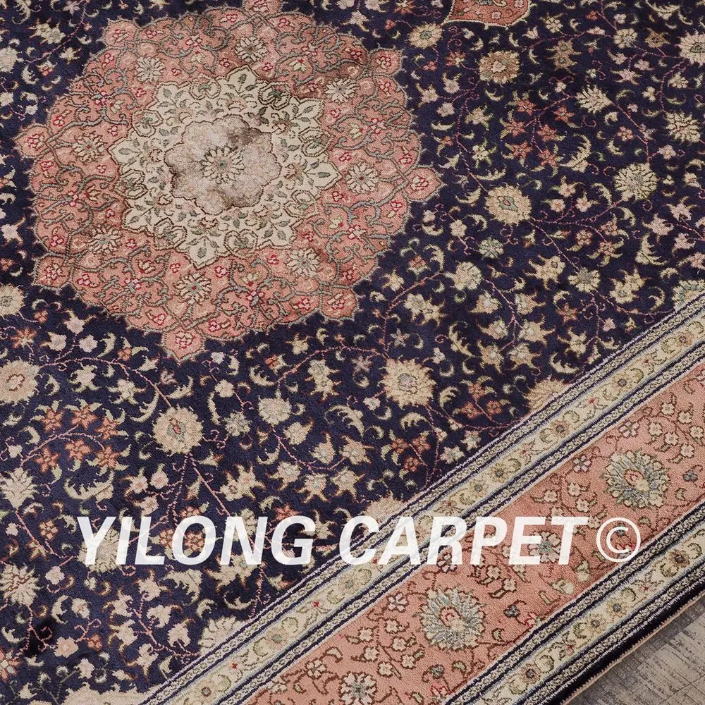 YILONG 4 'x 6' тонкий турецкий ковер темно синий выгодный античный Шелковый коврик