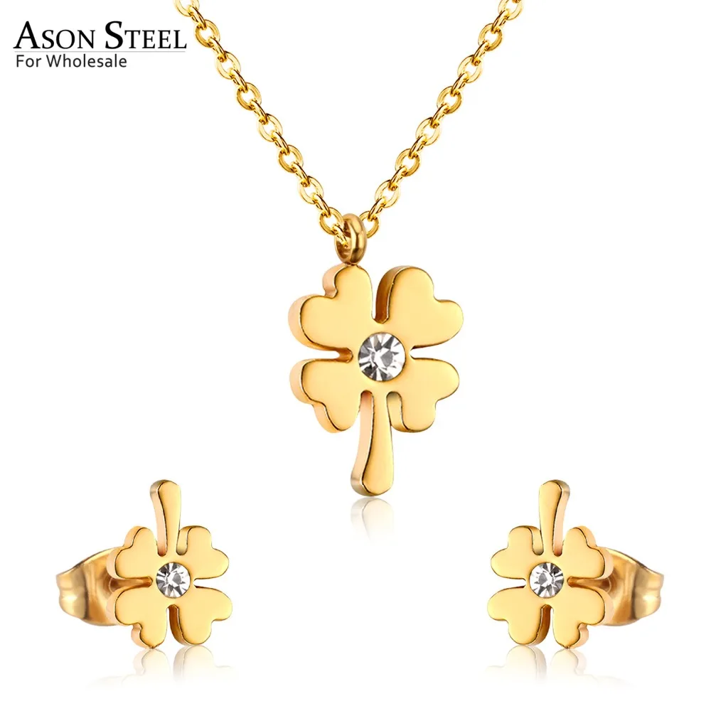 ASONSTEEL цветок кубического циркония ожерелье серьги наборы Женский Bijoux