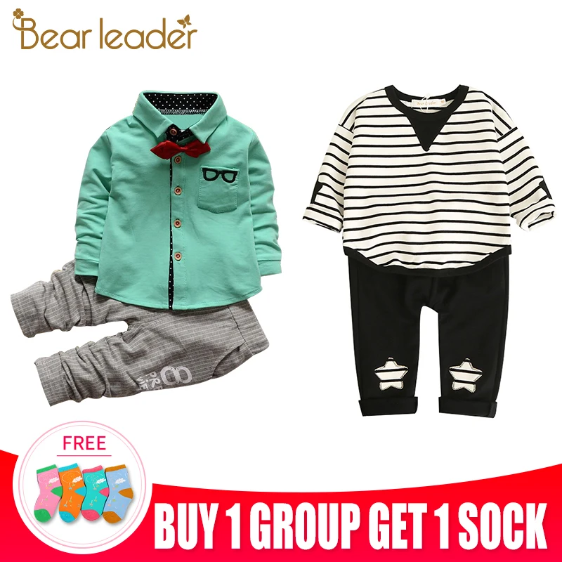 Bear leader/Детские комплекты одежды г. Новые Стильные комплекты одежды для малышей аппликация на футболку с карманом и штаны От 1 до 4 лет одежды для детей из 2 предметов - Цвет: AN033A