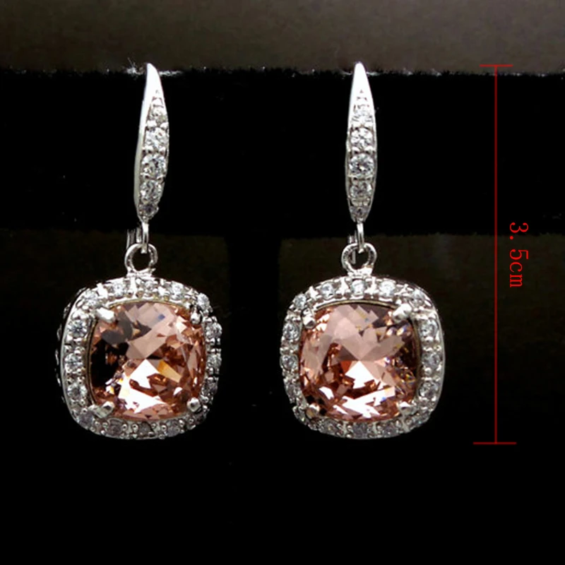 

Elegant Square CZ Stone Earring For Women Girls Bright Crystal Wedding Earrings Pendientes Statement Jewelry L5Q224