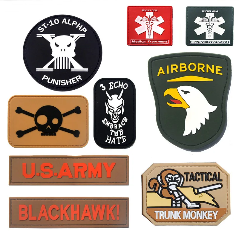 ПВХ резиновые эполеты военные нашивки для одежды шляпы рюкзака тактический