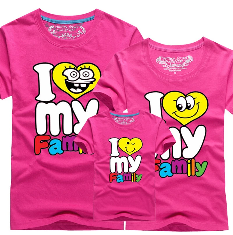 I love my Family T Shirts Summer Matching Clothes Father Mother Kids Children Outfits New Cotton Tees Free Drop Shipping | Мать и ребенок