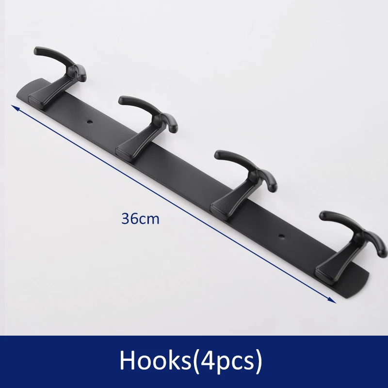 Hooks 4pcs Quyanre матовый черный набор аксессуаров для ванной комнаты 304 SUS нержавеющая сталь Полка для полотенец Держатель для полотенец крючок аксессуары для ванной комнаты - Цвет: Hooks 4pcs