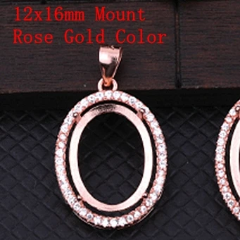 12x16mm Mount Rose 925 пробы Серебряный женский кулон 6x8 8x10 10x12 12x14 12x16 13x18 15x20 мм полукрепление Подвеска Установка CZ - Цвет камня: 12x16mm Mount Rose