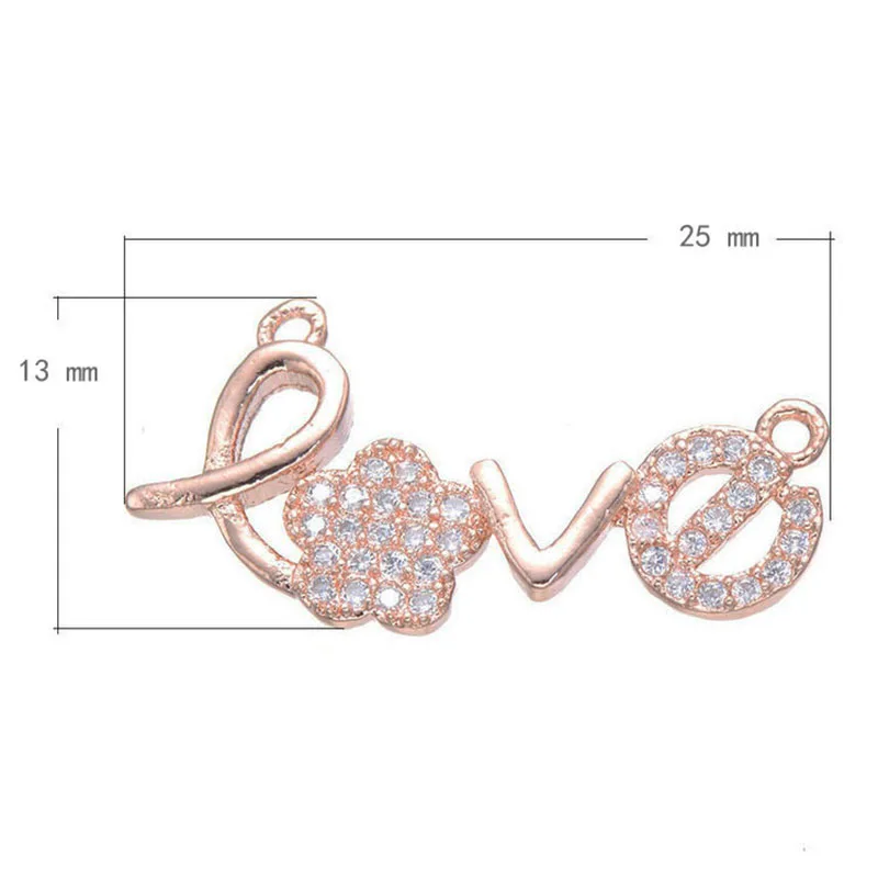 5 шт. ювелирные изделия розовое золото любовь буквы Подвески для браслета